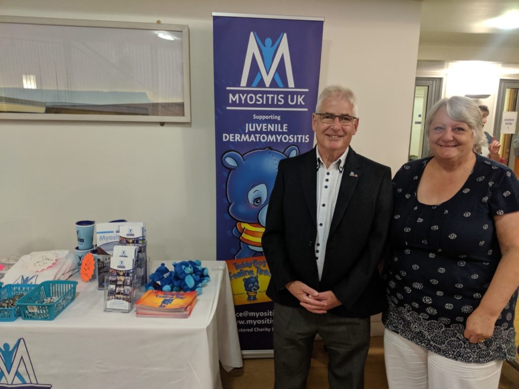 Irene and Les on the Myositis UK stall